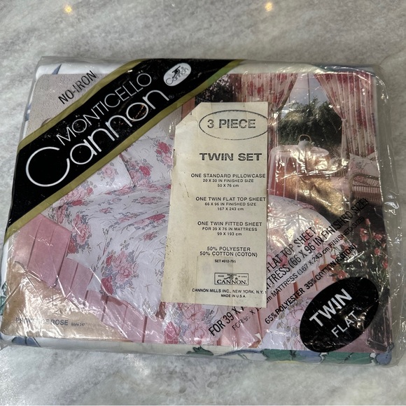 Vintage Monticello cannon flower sheets 1980’s new old stock twin size - Picture 7 of 13